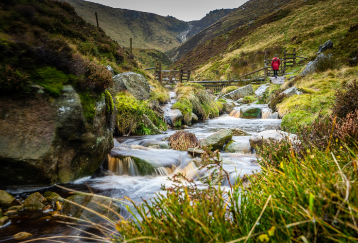 Beautiful landscape views of Kinder Scout part of the Pennine way