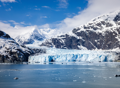 A view of an Alaskan glacier from the water