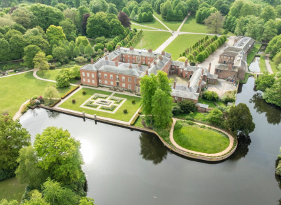 A sky high view of Dunham Massey grounds