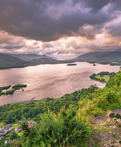 Surprise View look out over Derwentwater, Keswick, and beyond to Bassenthwaite Lake