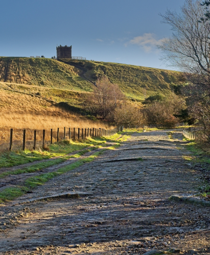 December 02 2025 Rivington, West Pennines, Lancashire, United Kingdom Rivington Pike heading to Winter Hill in the West pennines