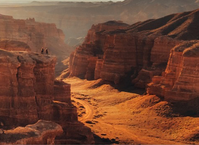 Kazakhstan canyons at dusk