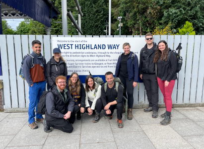 The group at the start of the west highland way journey