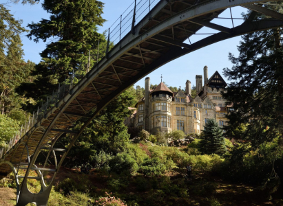 A view of Cragside from below Iron Bridge