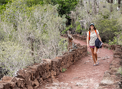 Sofia Green walking the Galapagos island