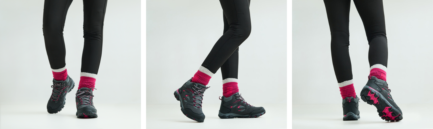 A woman trying on a pair of regatta walking boots