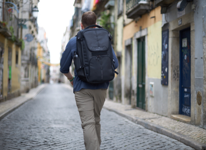 City traveller wearing zip off pants