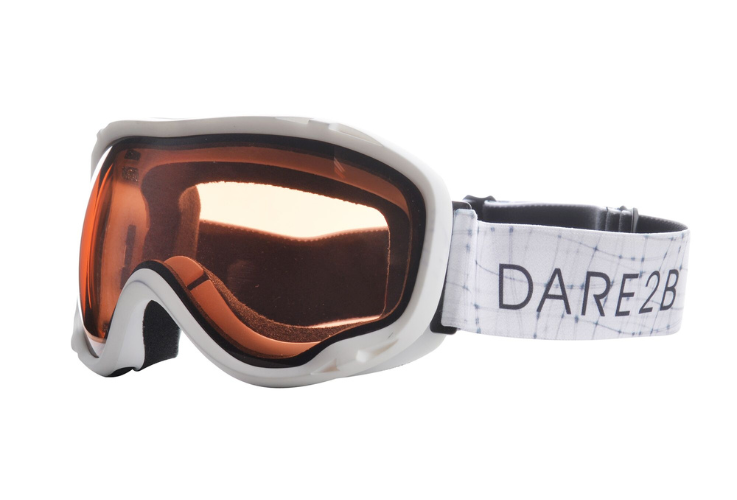 White Dare 2b ski goggles with rose gold lens tint 