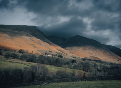 Blencathra under the dark clouds