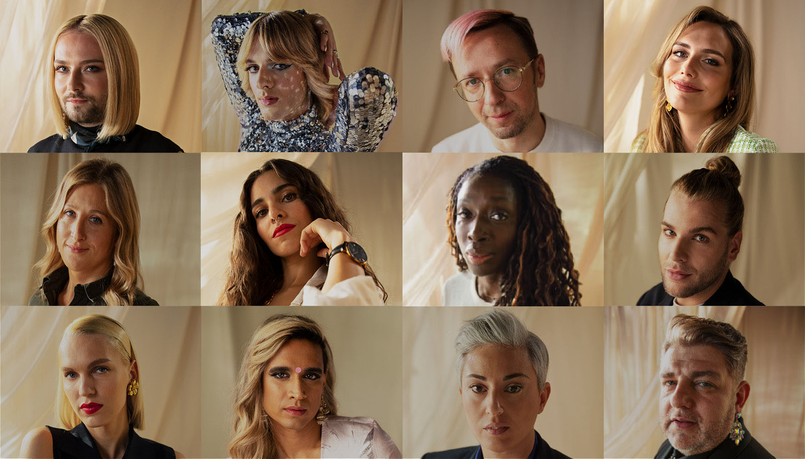A collage of portraits from Pentene Hair has no gender initiative.