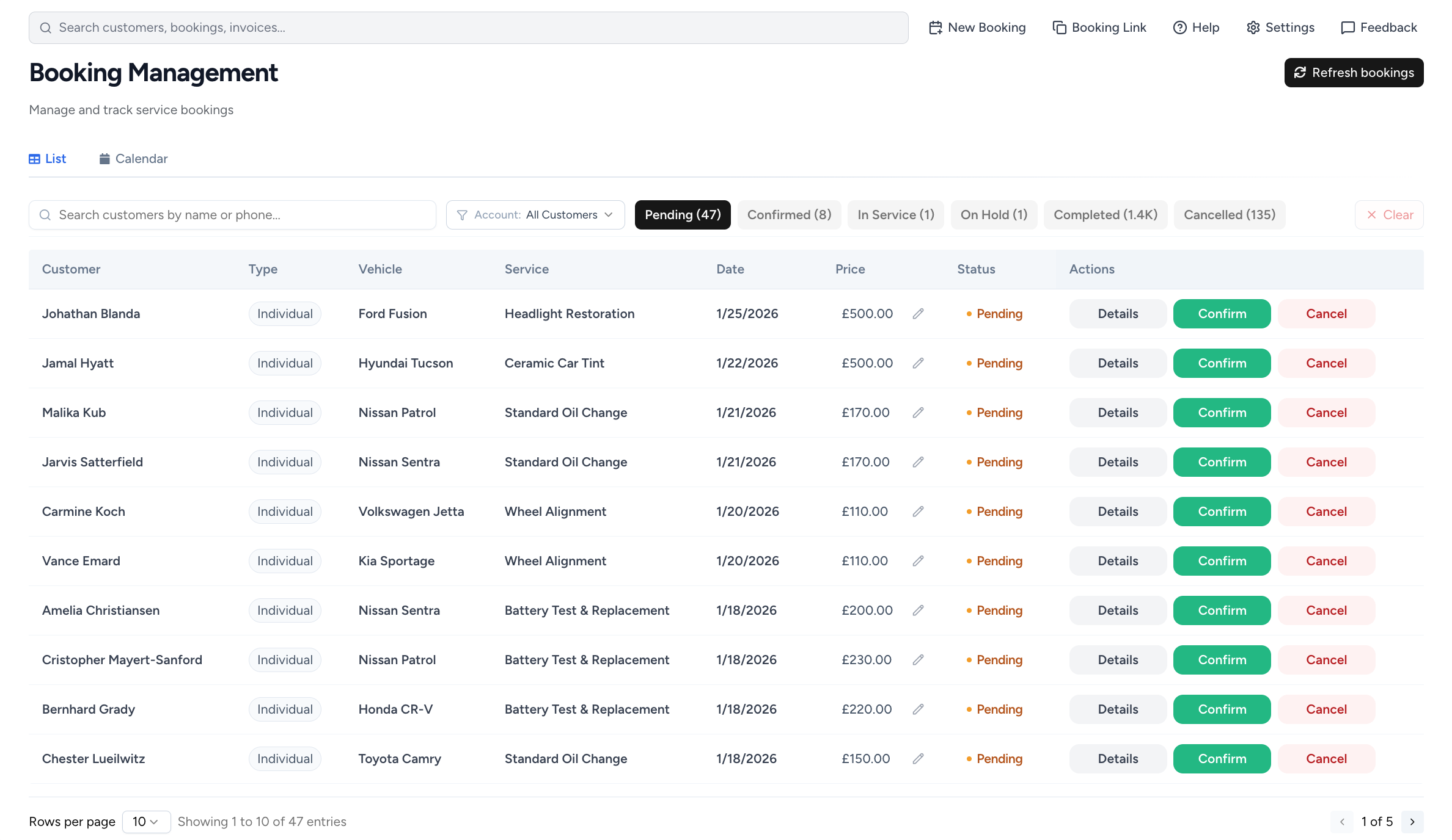 Booking Management autoGMS