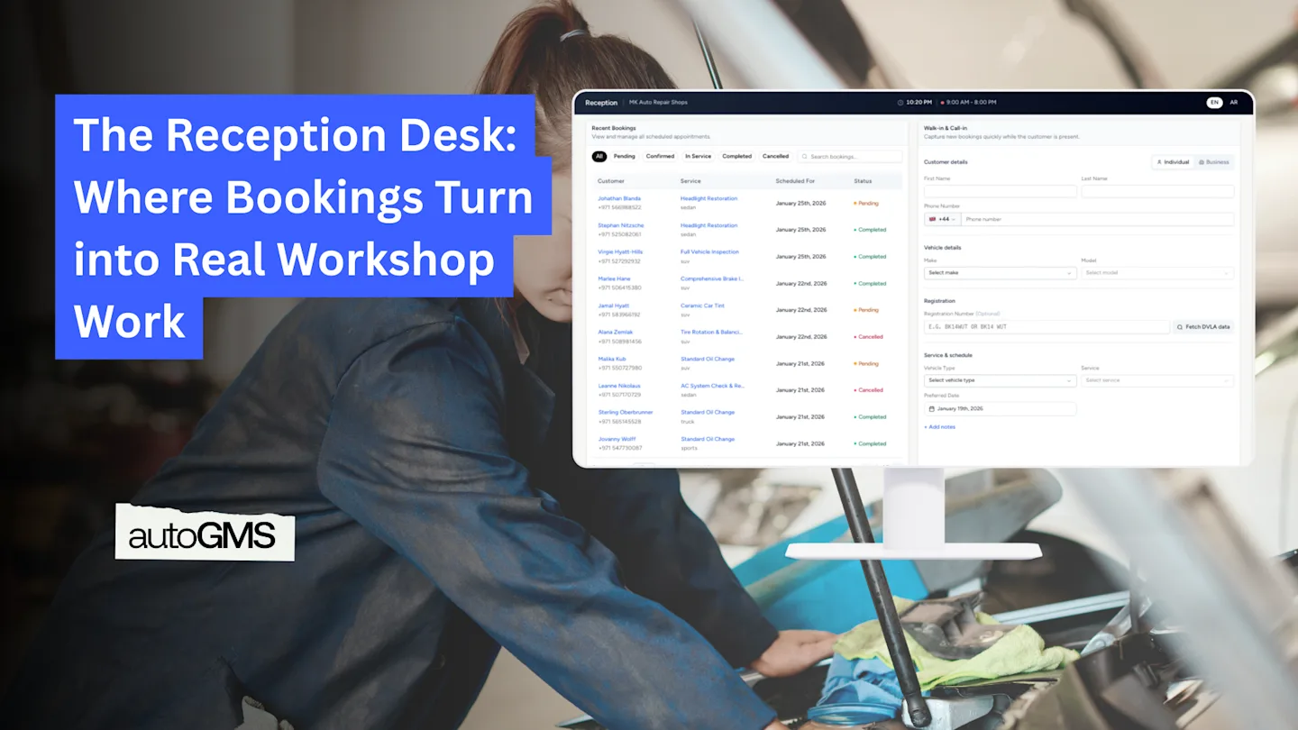 autoGMS Reception Desk: Where Bookings Turn into Real Workshop Work