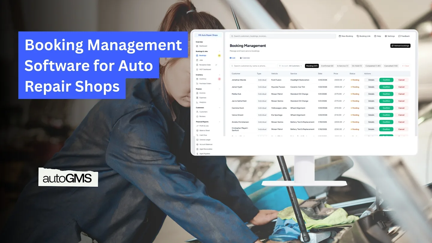 Booking Management Software for Auto Repair Shops autoGMS