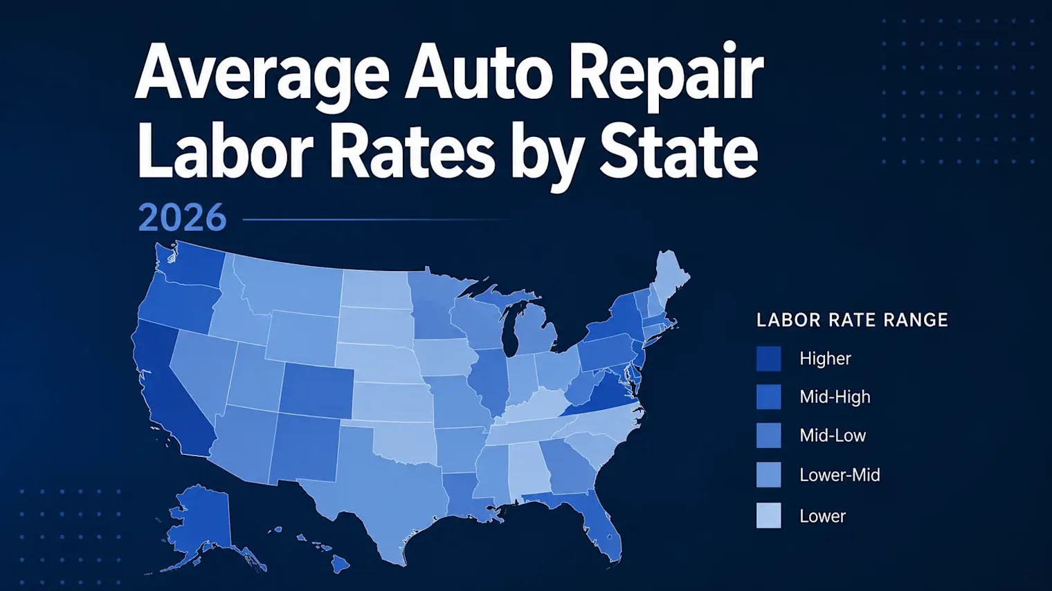 Auto repair labor rates by state in 2026 with estimated hourly rate ranges
