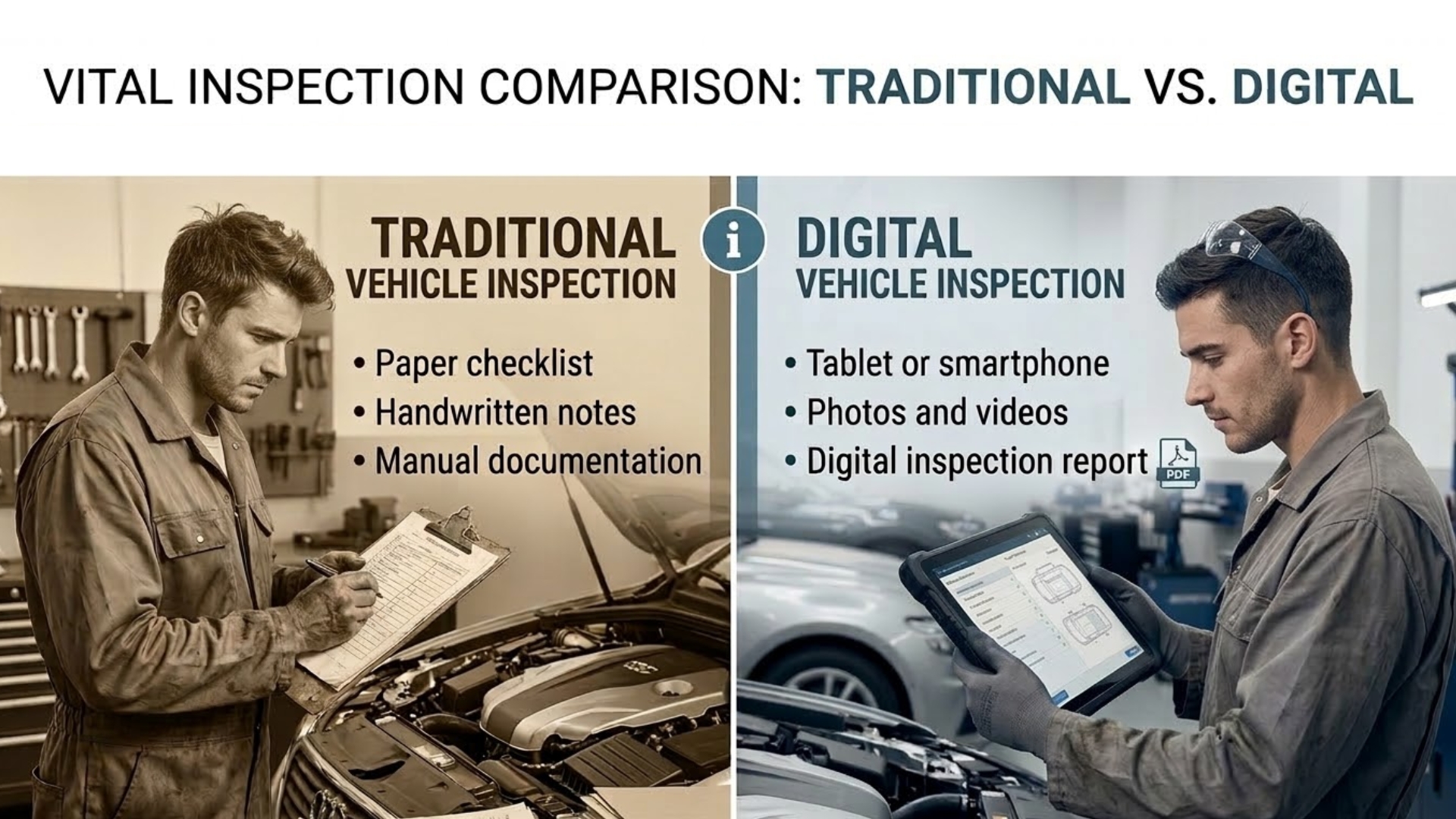 comparison between traditional vehicle inspection and digital vehicle inspection software