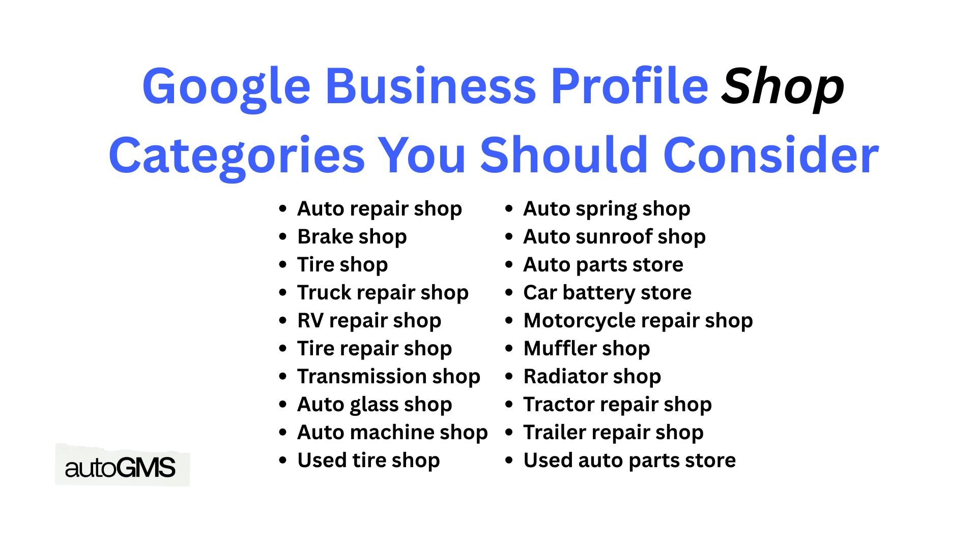 Google Business Profile Shop Categories You Should Consider