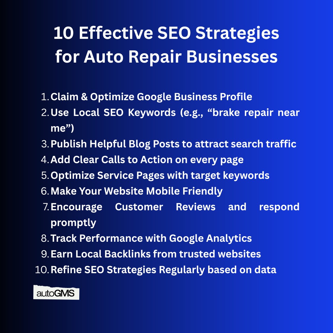 10 Effective SEO Strategies for Auto Repair Businesses