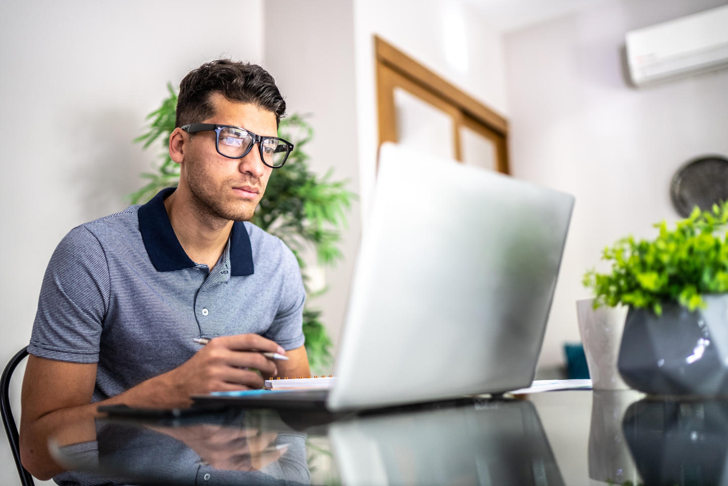 Person looking at laptop