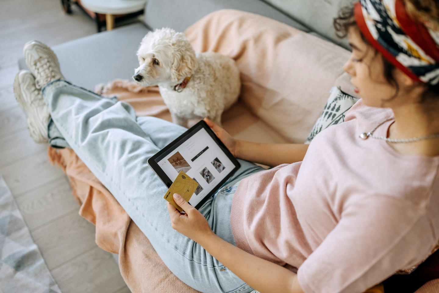 Person using a tablet to shop online.

