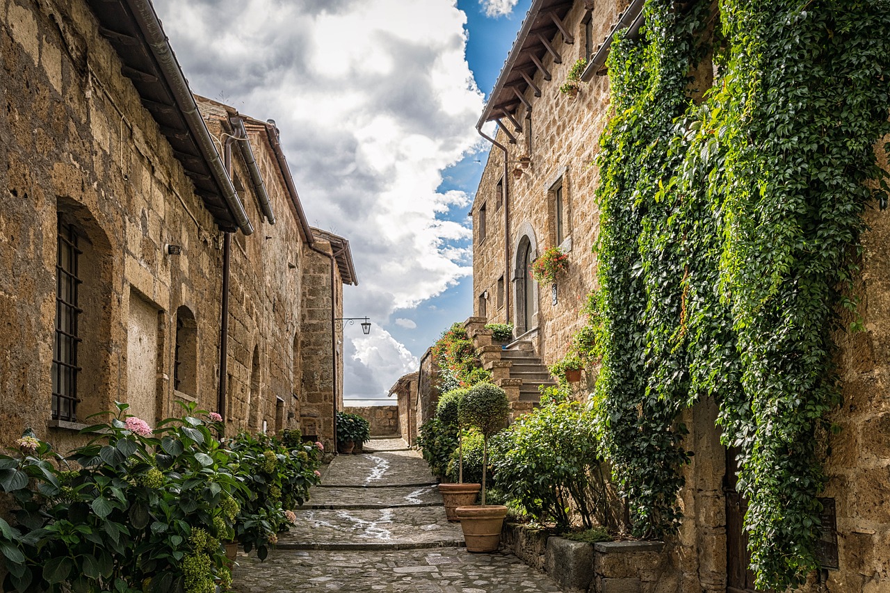 the narrow streets of the old town.