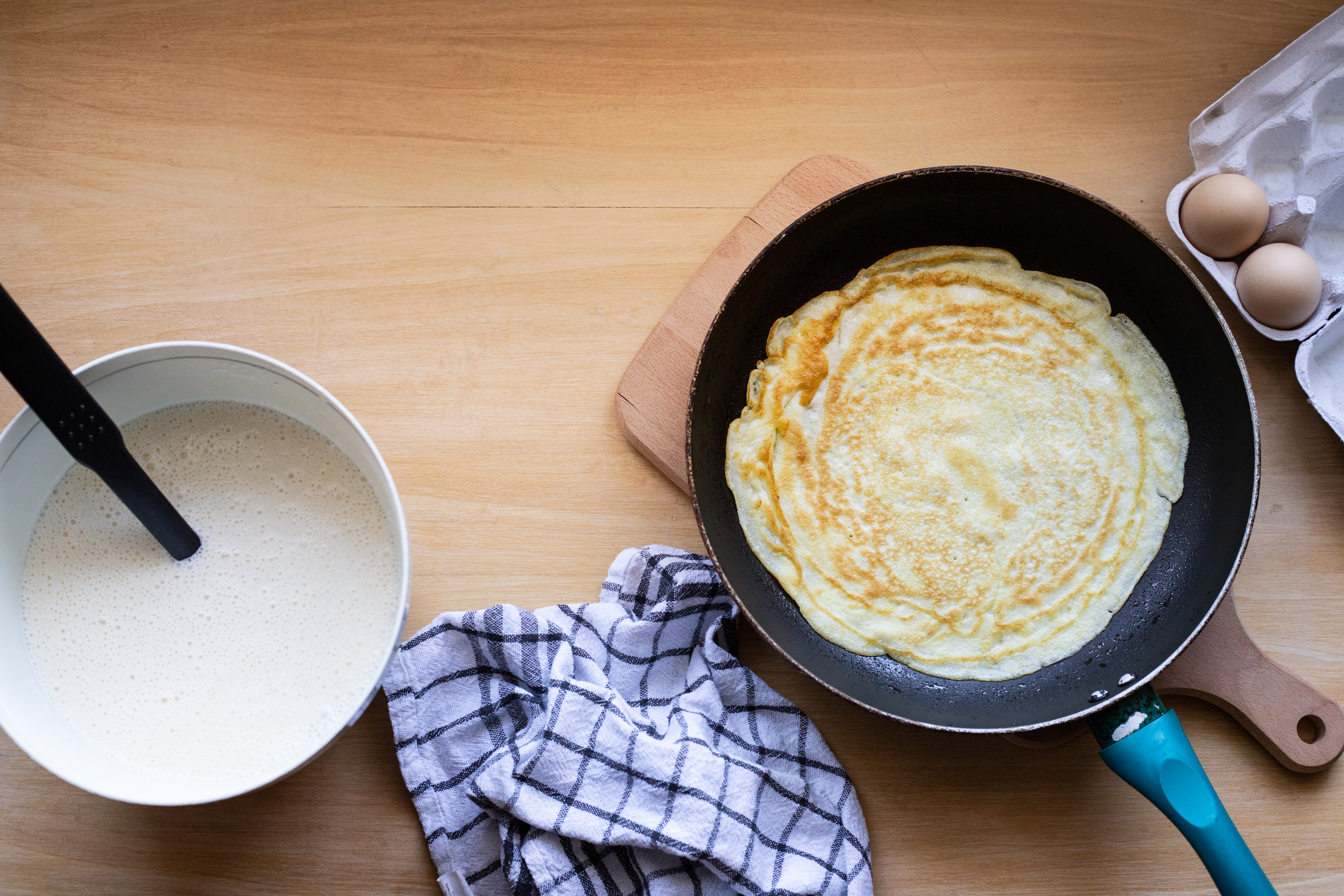 pancakes on a white plate.