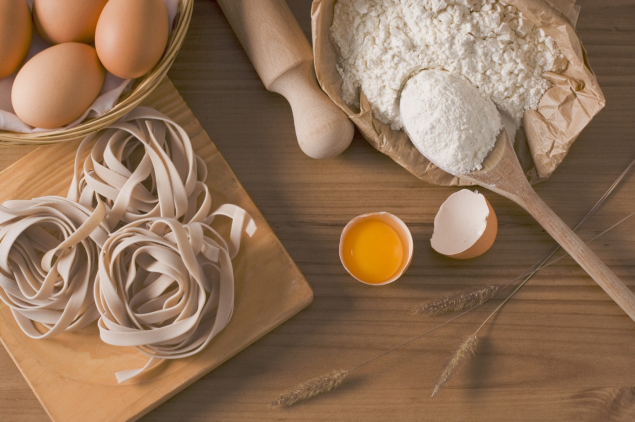 ingredients for the preparation of bread.