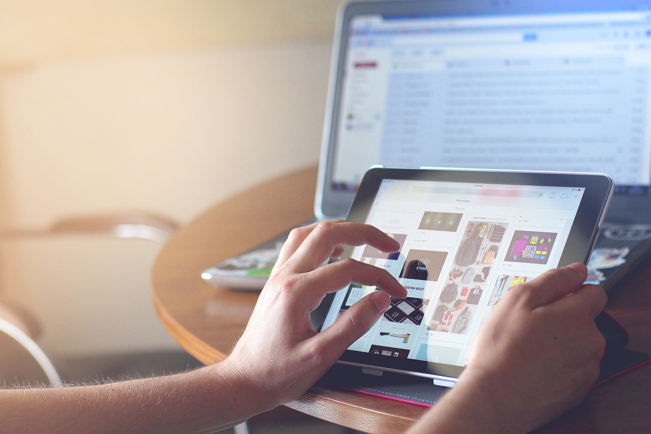 a woman using a laptop computer.