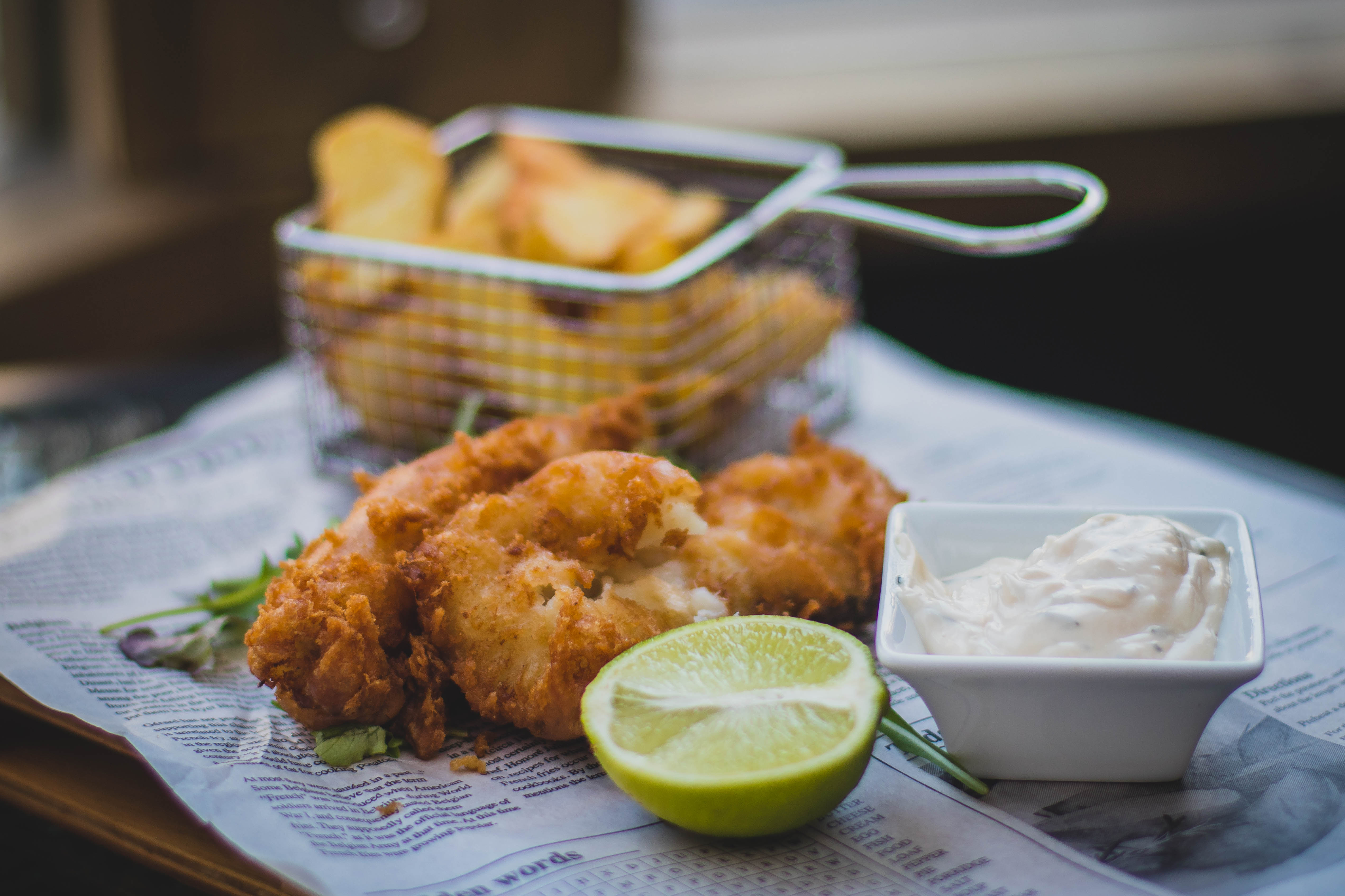 a plate of fried fish.