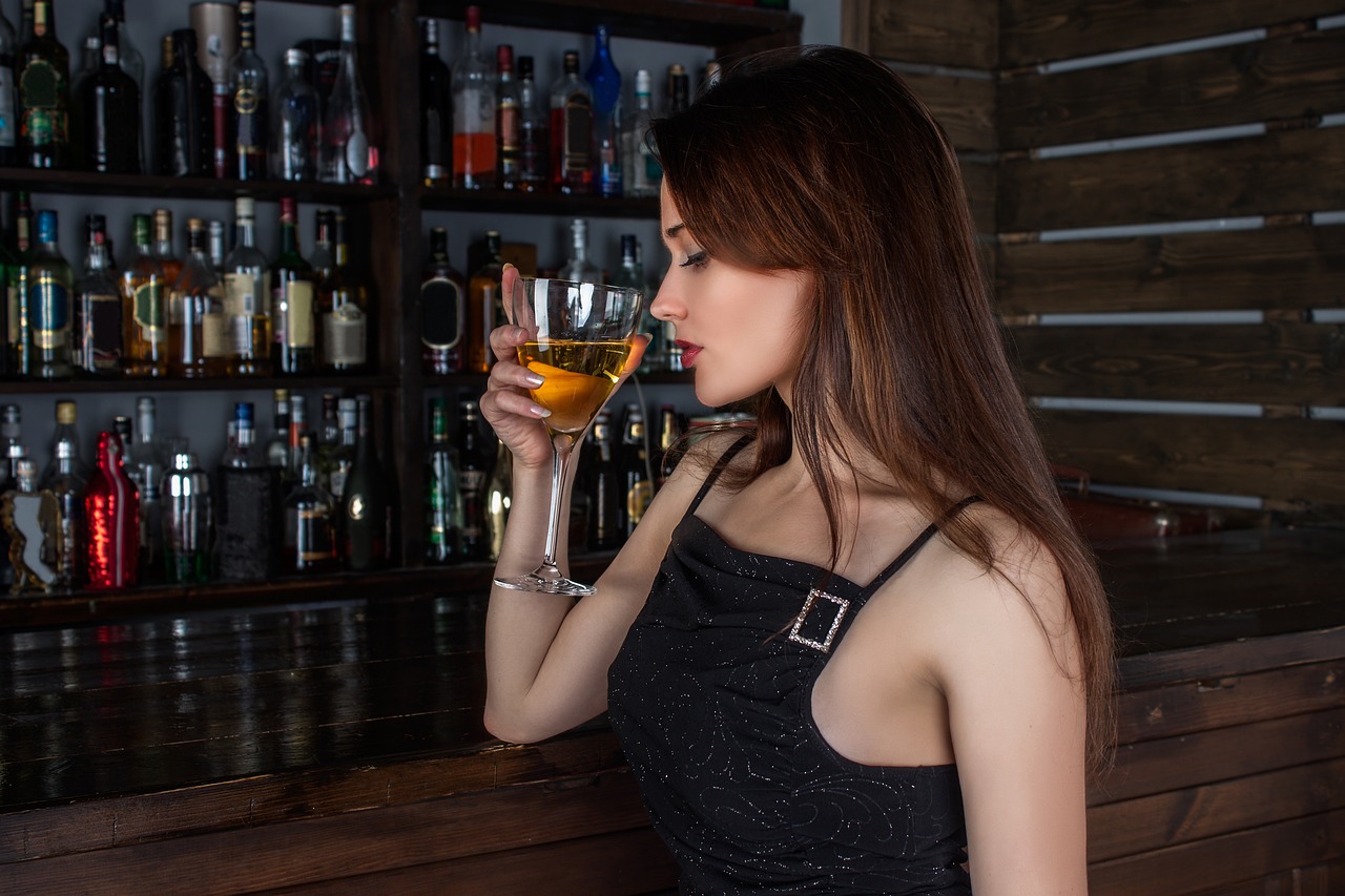 a woman in a bar.