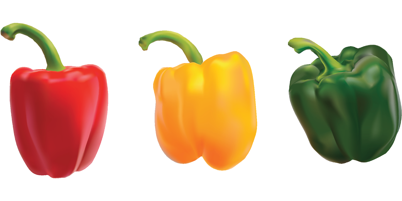 colorful paprika on a white background.