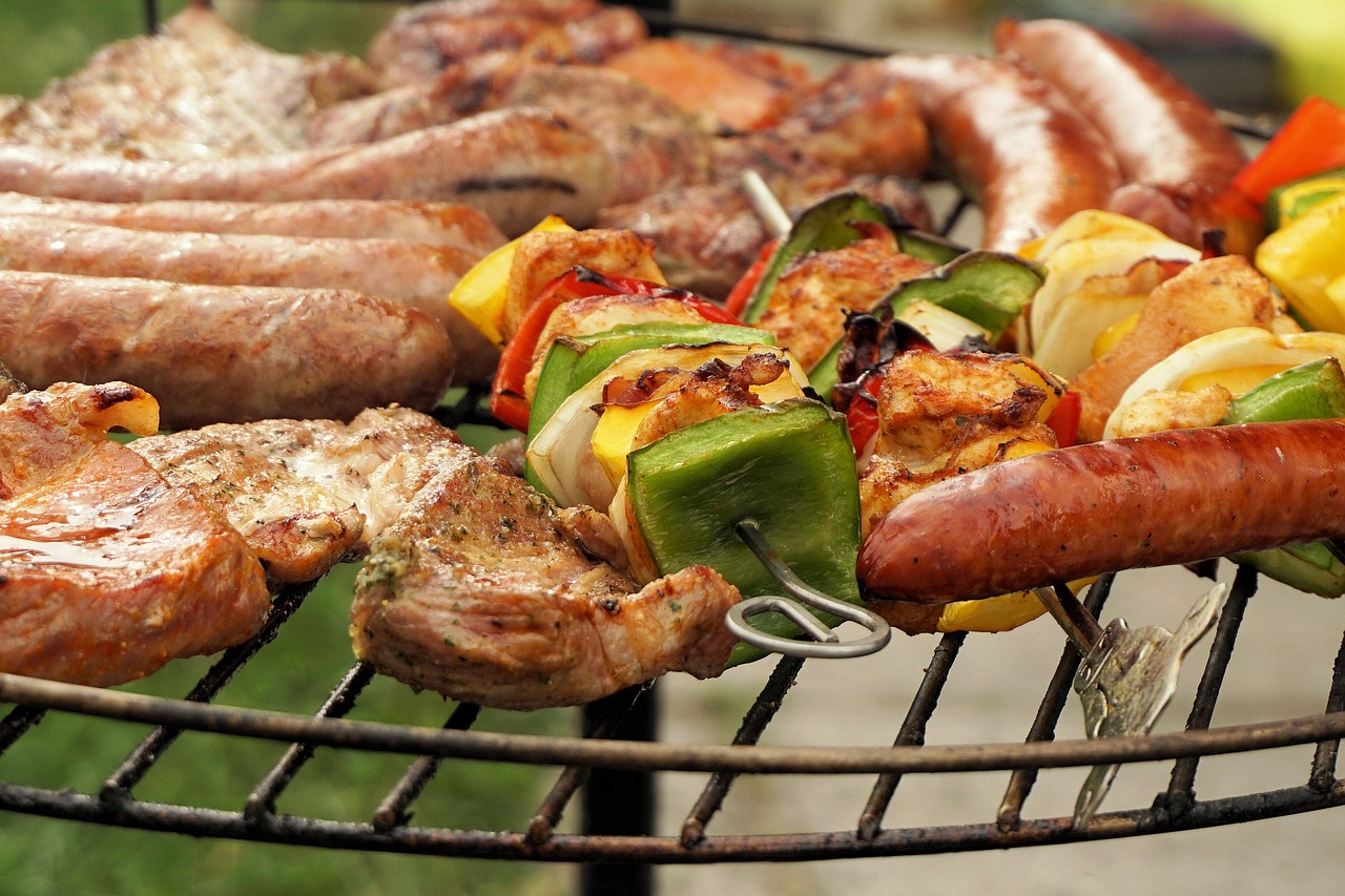 grilled sausages on the grill.