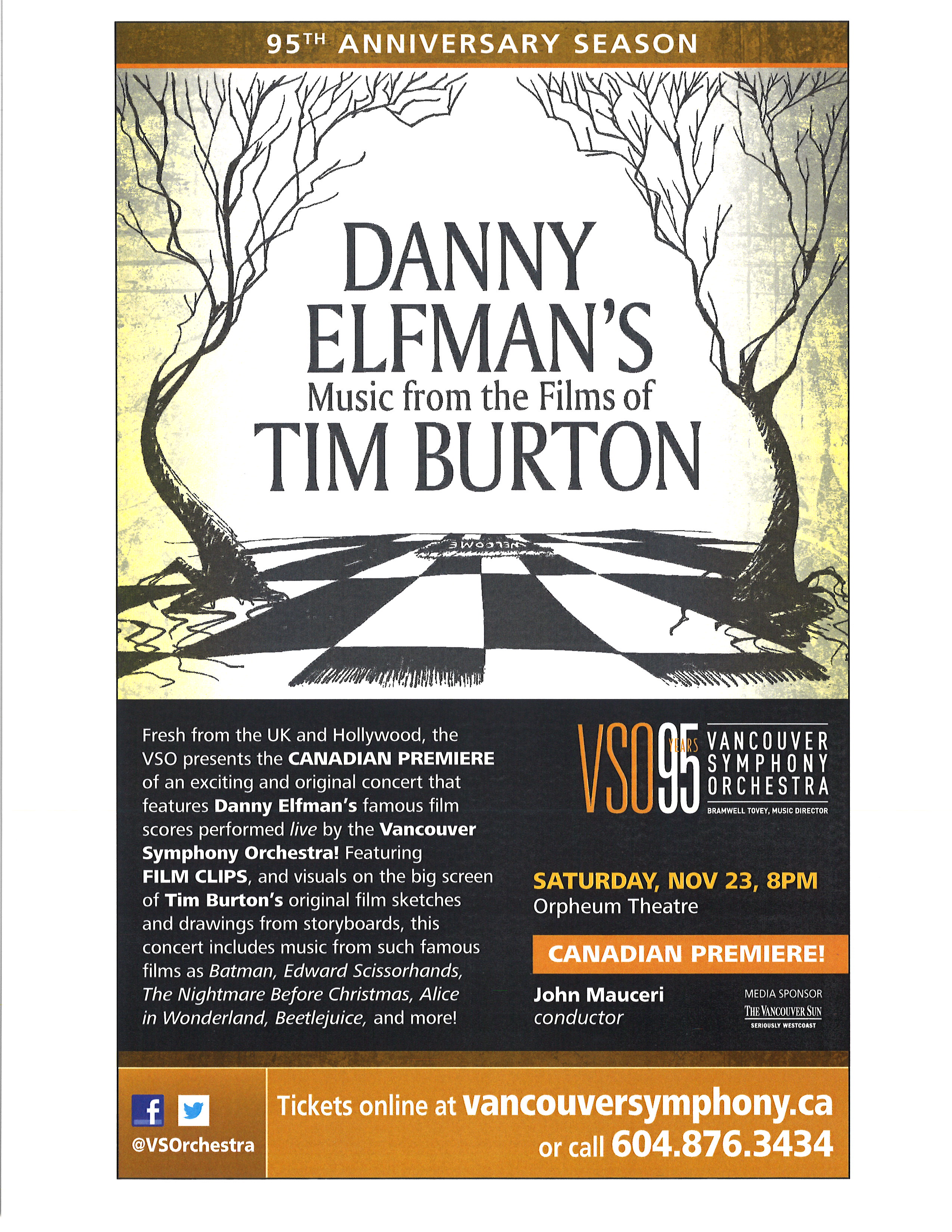 Danny Elfman's Music from the Films of Tim Burton | Orpheum Theatre Concert Poster, November 2013