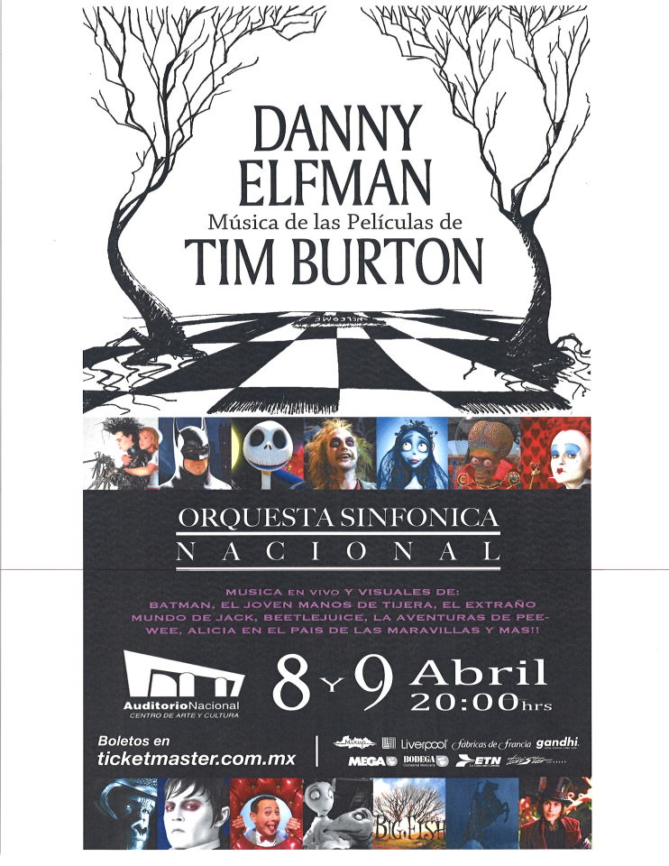 Danny Elfman's Music from the Films of Tim Burton | Auditorio Nacional Concert Poster, April 2014