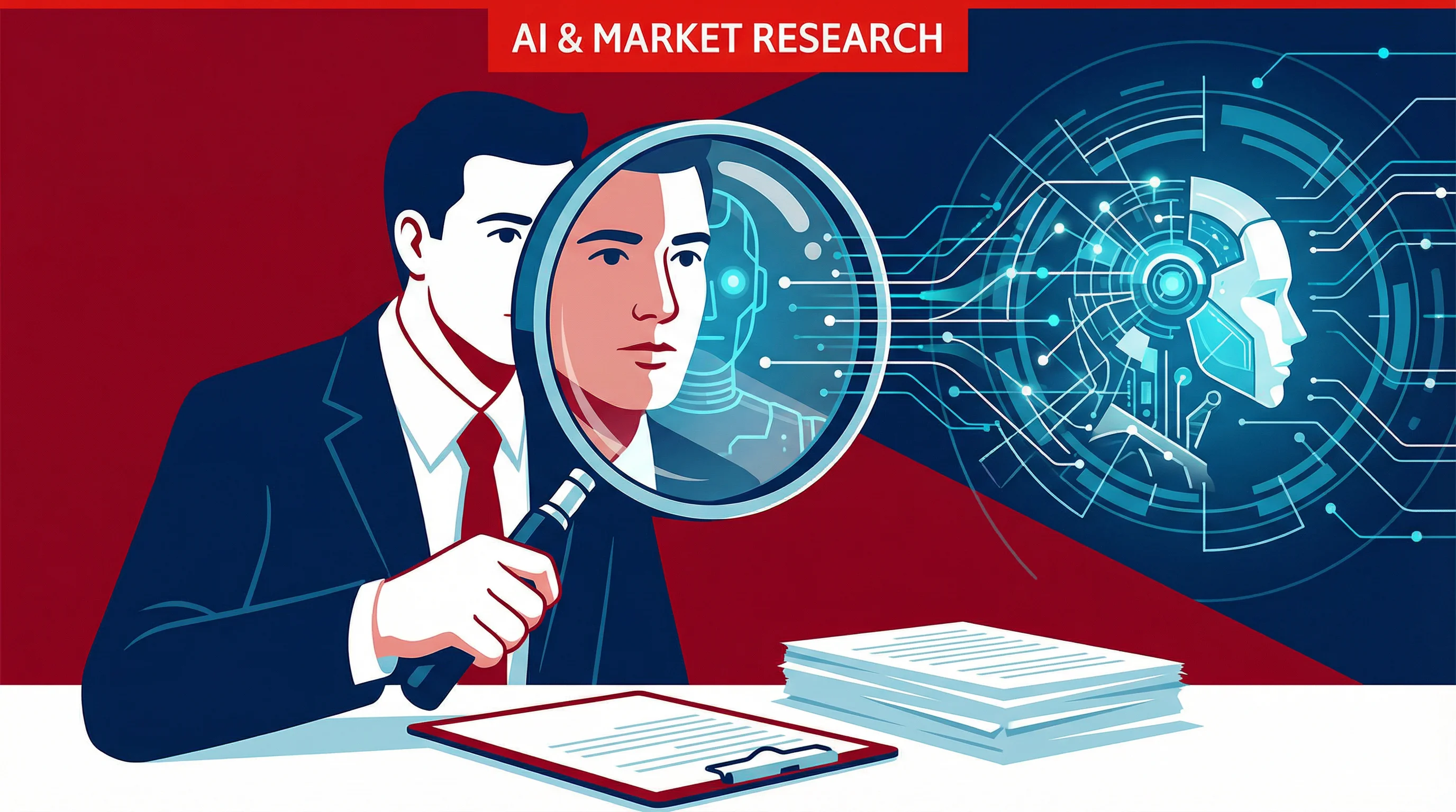 AI Transforms Market Research - Editorial Illustration