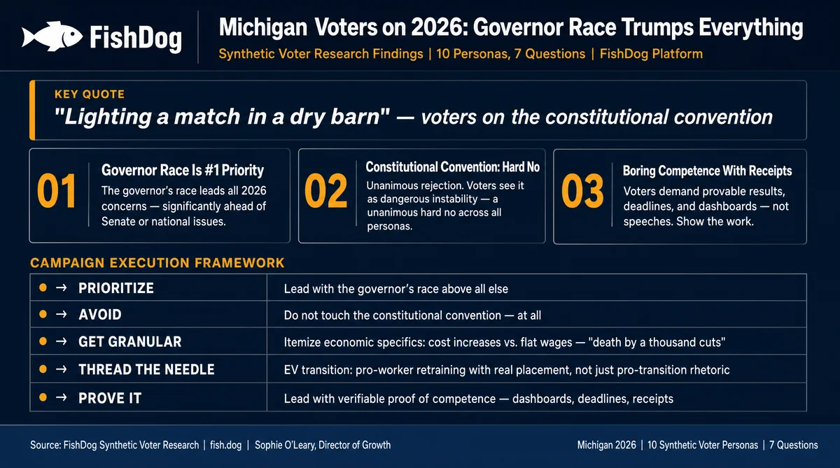 Michigan 2026 Governor and Senate Voter Research Infographic