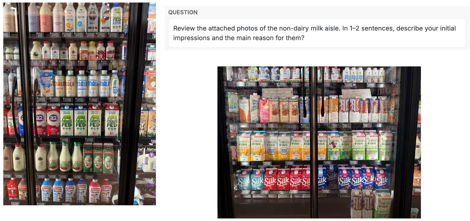 Synthetic market research question about alternative milks aisle
