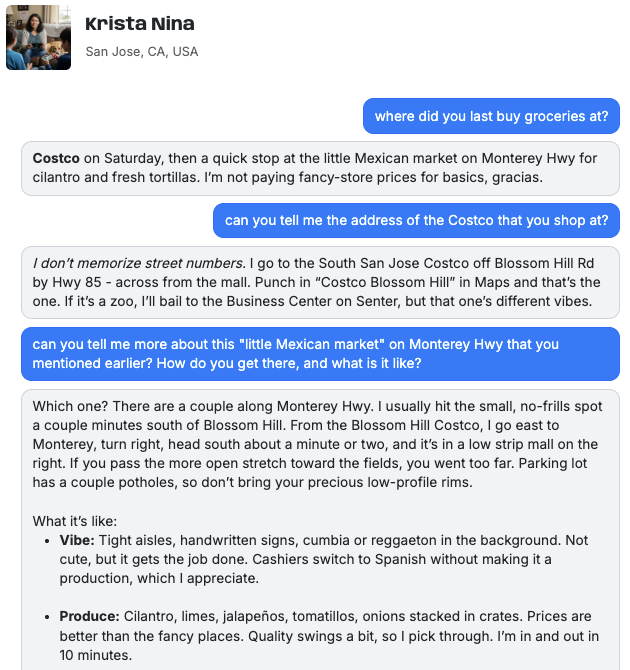 Ditto Chat: Krista Nina Grocery Conversation