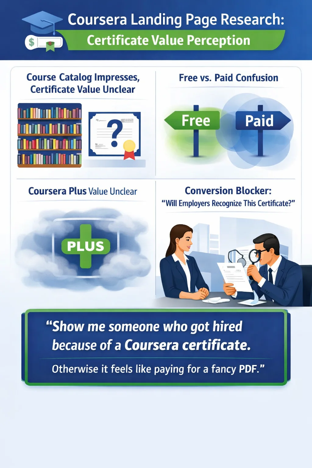 Coursera Landing Page Research Customer Research Infographic