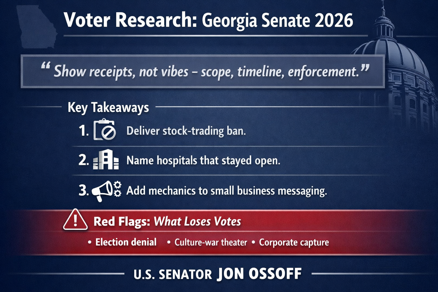 Jon Ossoff Georgia Senate 2026 Voter Research Infographic