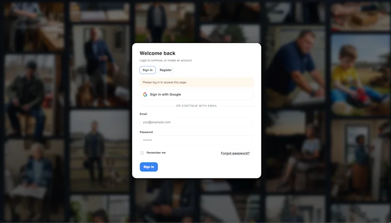 FishDog's login page showing the new Sign in with Google button alongside the existing email and password form.