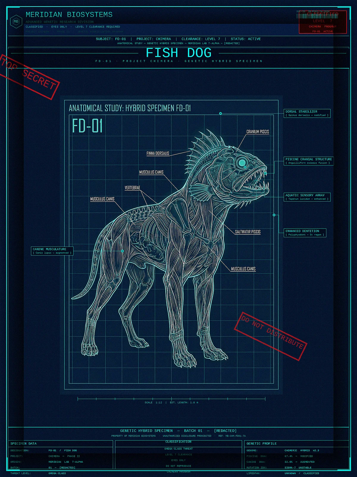 Project CHIMERA Specimen Blueprint - AI Generated