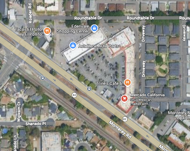 Satellite View: Strip Mall on Monterey Highway