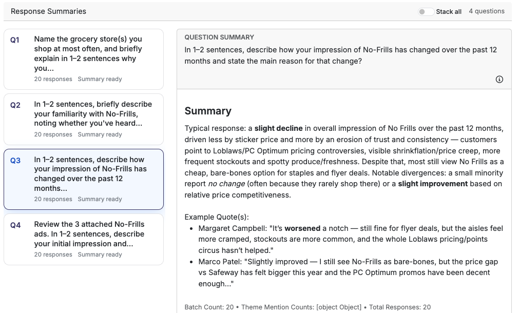Q2 and Q3 Response Summaries