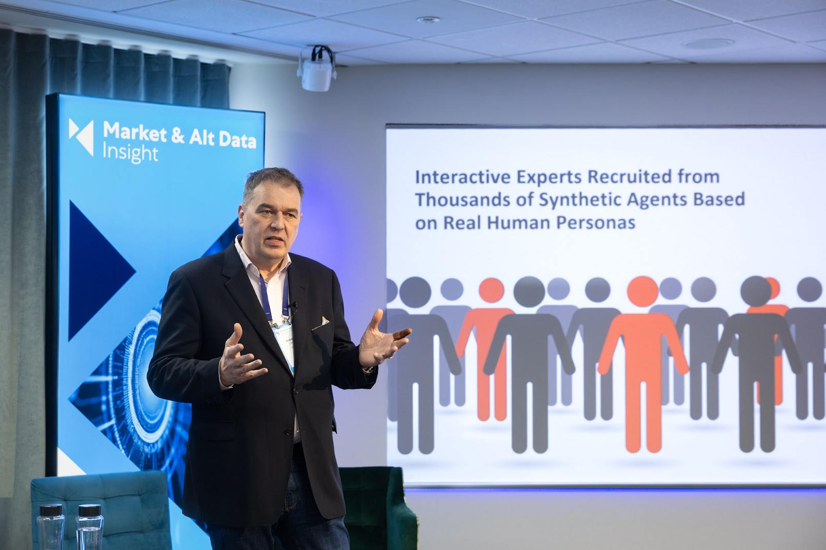 Andreas Duess on stage at the Alternative Data Conference