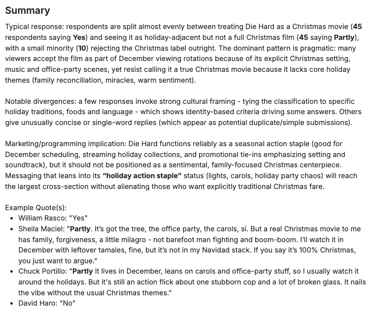 Synthetic research response summary