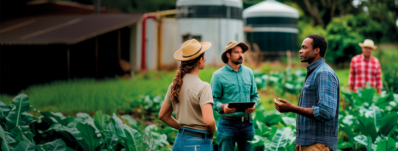 Três pessoas do Agro conversando