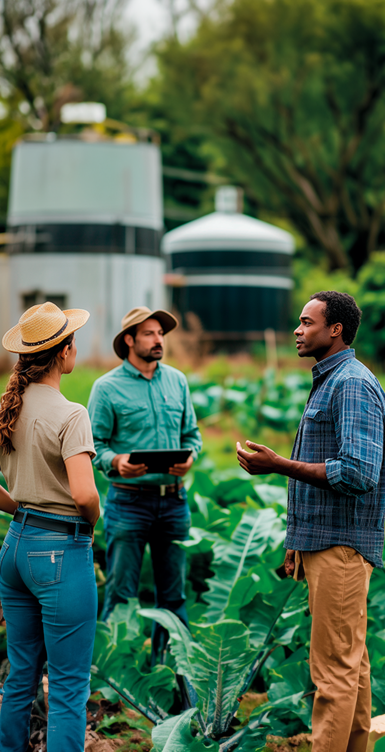 Três pessoas do Agro conversando
