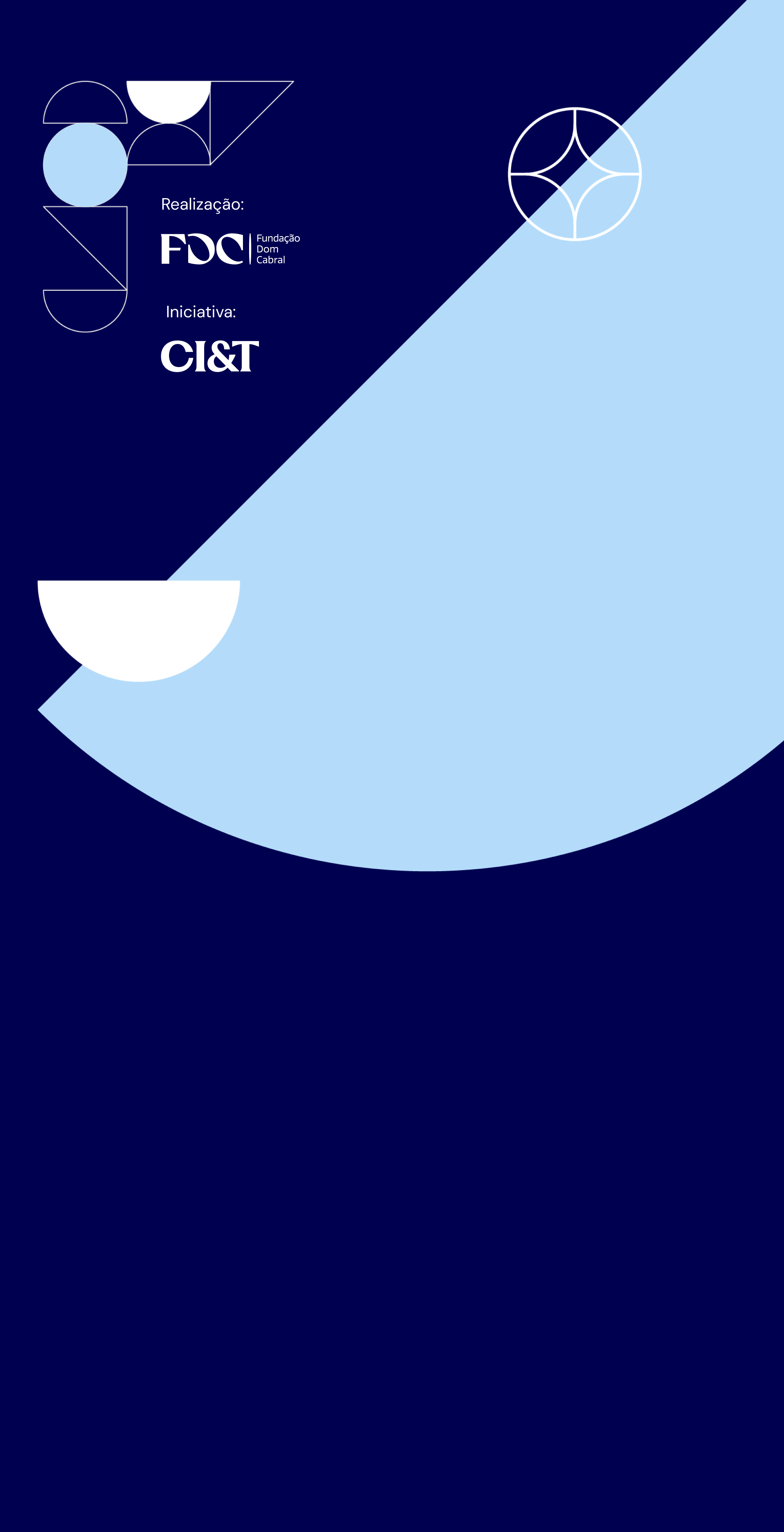 ícones que remetem à inovação, no fundo azul