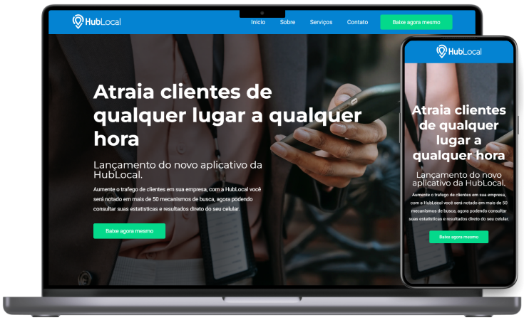 Projeto landing page de lançamento do app da Hub Local