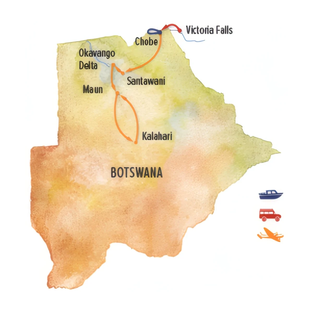 Trip map for Botswana Green Season Photo Expedition